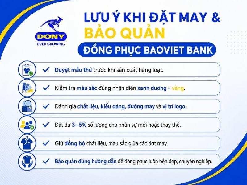 Lưu ý khi đặt may bảo quản đồng phục BAOVIET BANK