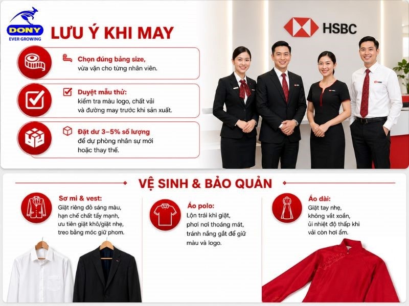 Lưu ý khi đặt may đồng phục HSBC
