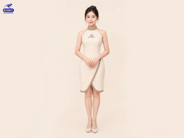 Mẫu đồng phục PG váy liền cổ yếm