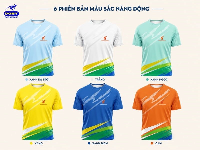 DONY nhận may áo đồng phục thể thao theo yêu cầu với bảng màu đa dạng, đáp ứng nhiều phong cách thiết kế khác nhau.