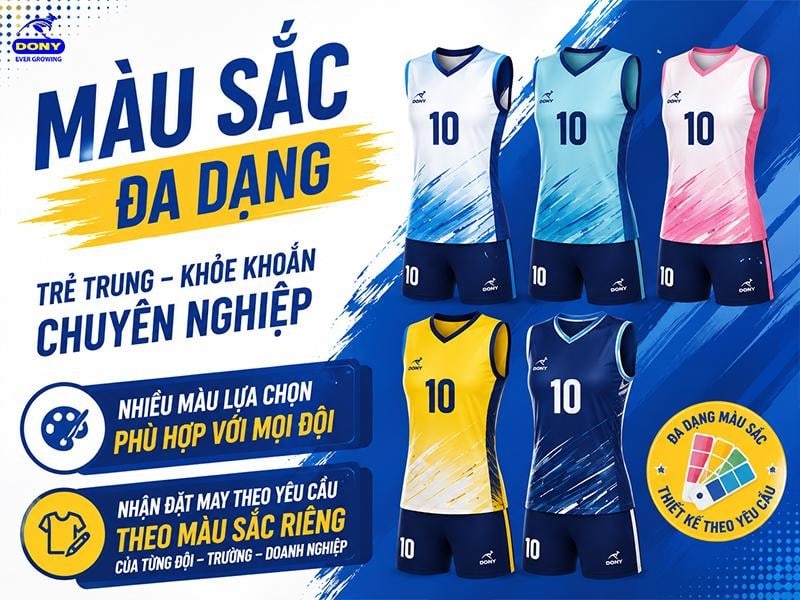 DONY nhận đặt may đồng phục bóng chuyền theo màu sắc yêu cầu