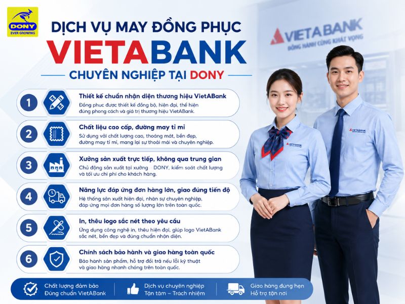 DONY nhận may đồng phục cho ngân hàng VietABank chất lượng với giá tốt trên toàn quốc