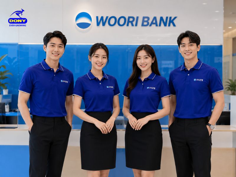 Đồng phục áo polo ngân hàng Woori Bank.