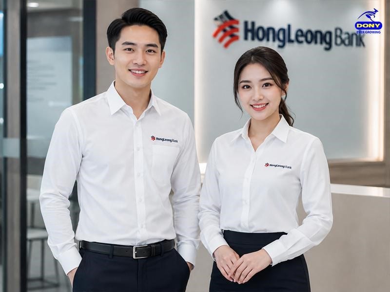 Đồng phục áo sơ mi ngân hàng Hong Leong Bank.
