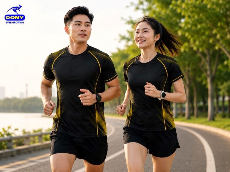 Mẫu áo sở hữu kiểu dáng ôm vừa phải, tạo cảm giác gọn gàng khi chạy bộ
