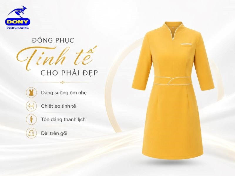Thiết kế dáng suông ôm nhẹ kết hợp các đường cắt rã cúp tinh tế giúp tôn lên vóc dáng thanh lịch