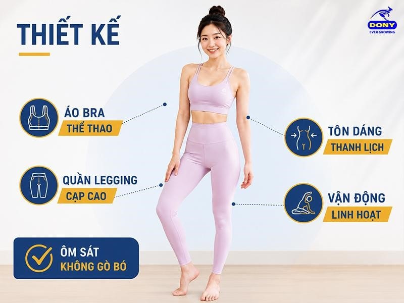 Mẫu đồng phục gồm áo bra thể thao kết hợp quần legging cạp cao