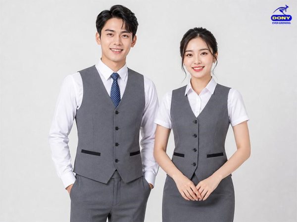Gile đồng phục công sở màu xám phối đen