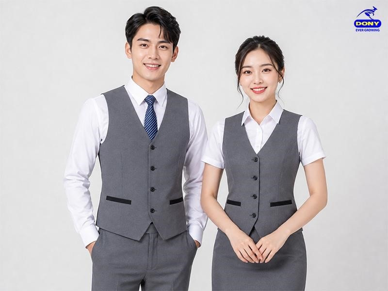 Gile đồng phục công sở màu xám phối đen