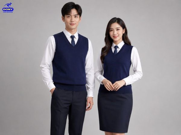 Mẫu gile len công sở màu xanh navy