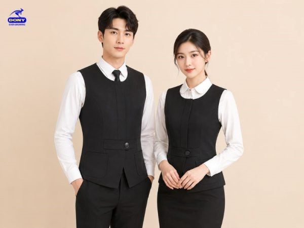 Mẫu gile công sở cổ tròn có đai eo