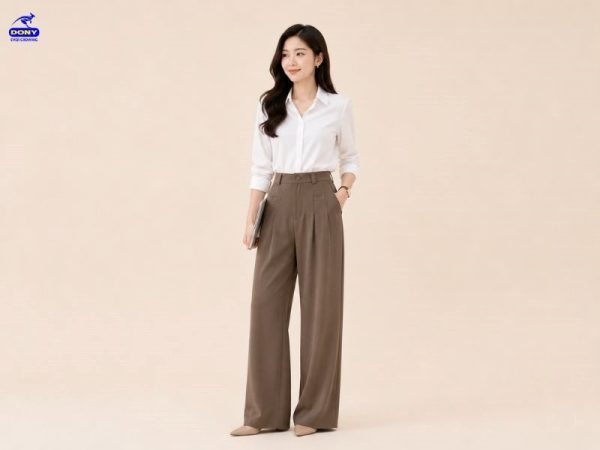 Mẫu quần tây nữ công sở ống suông rộng