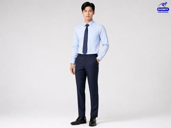 Mẫu quần tây đen ống đứng đồng phục công sở