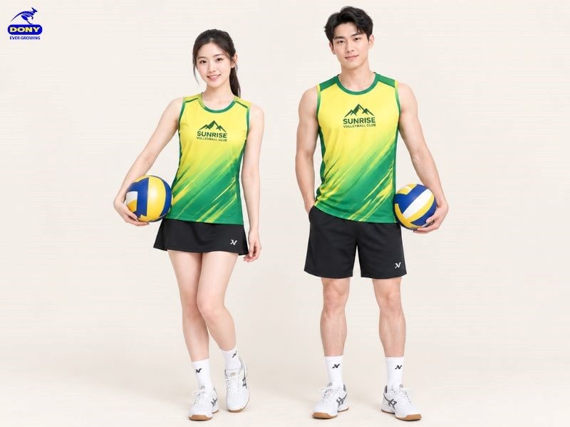 Áo ba lỗ cổ tròn phối vàng xanh