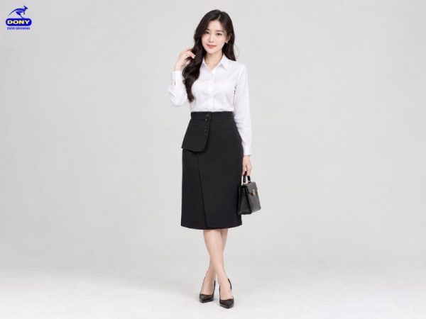 Chân váy xòe eo đồng phục công sở