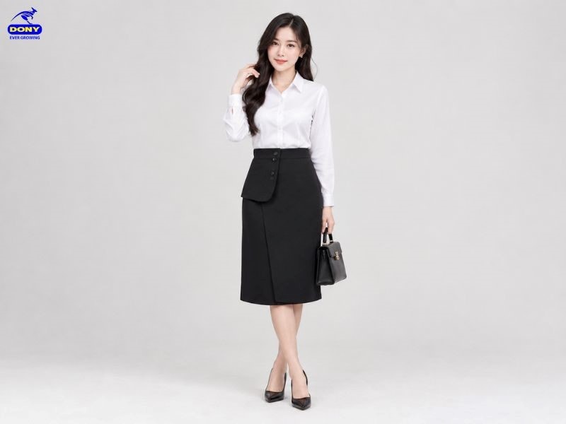 Chân váy xòe eo đồng phục công sở