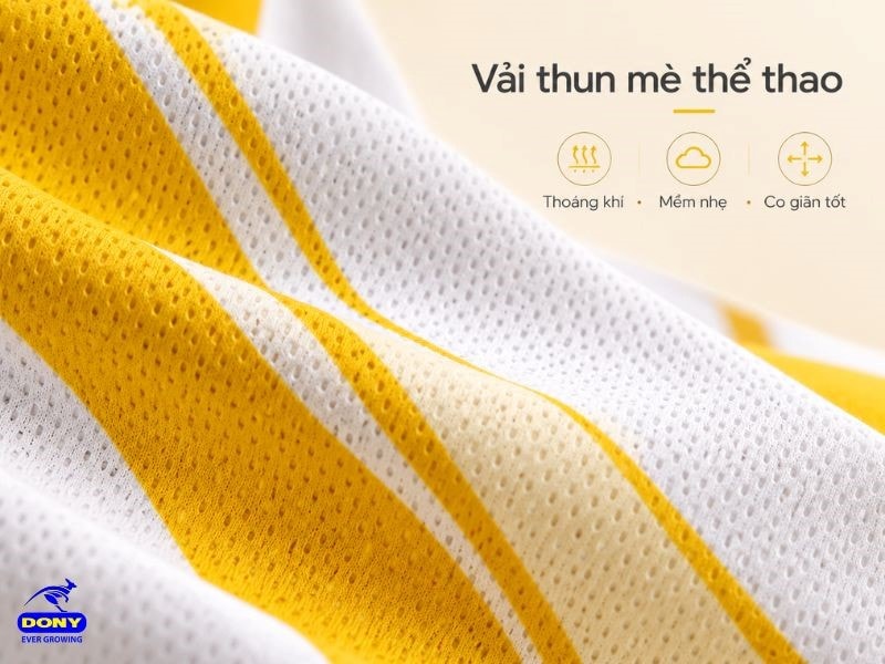 Áo sử dụng vải thun mè thể thao