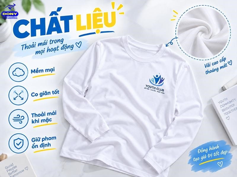 Áo sử dụng vải thun có độ mềm mại và co giãn tốt