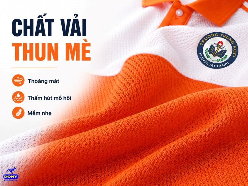 Áo có thể sử dụng các dòng vải thể thao như thun mè, polyester thể thao hoặc vải interlock