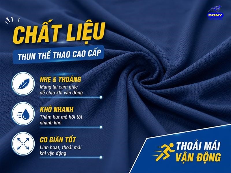 Đồng phục có thể được may từ các dòng vải thun thể thao Polyester