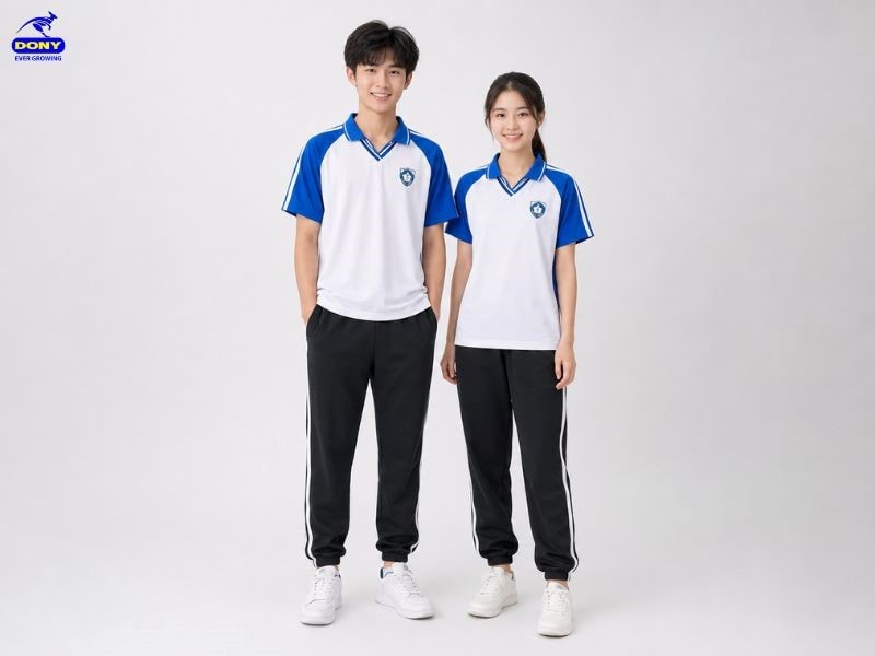 Mẫu đồng phục thể dục màu xanh dương