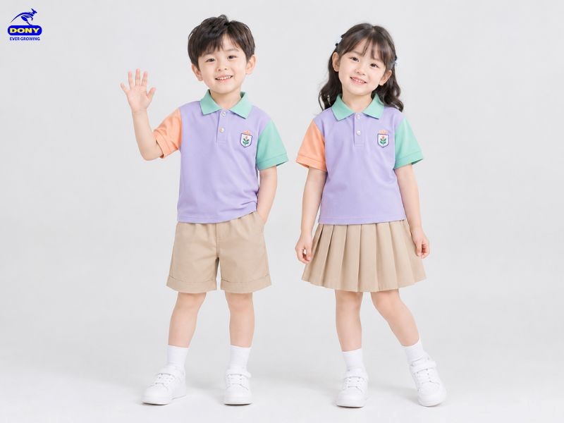 Đồng phục mầm non phối màu pastel