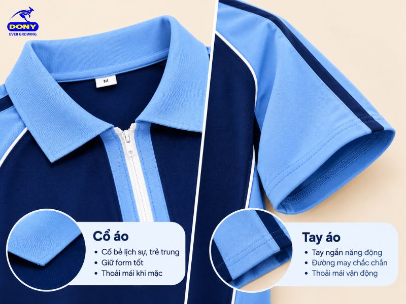 thiet ke co va tay ao lop polo oversize phoi