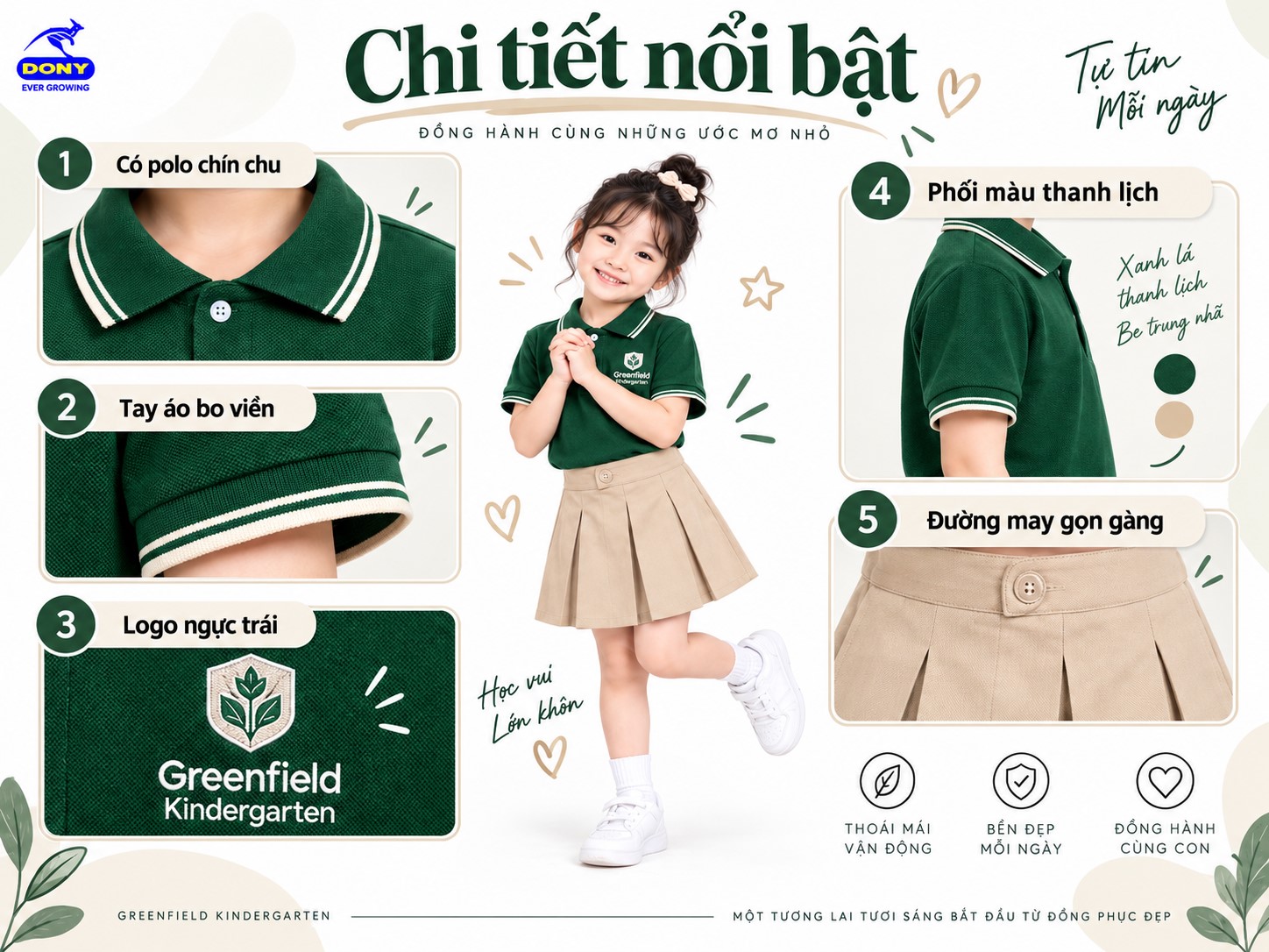 Thiết kế đồng phục mầm non xanh navy phối be